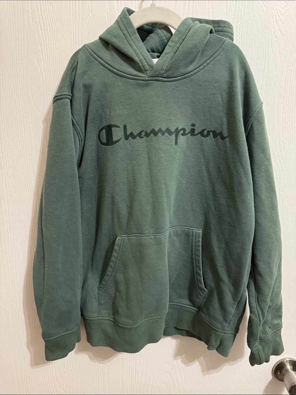 Champion Boys M 10 12 Youth Green Hoodie Kangaroo Pocket Long Sleeve School Fall